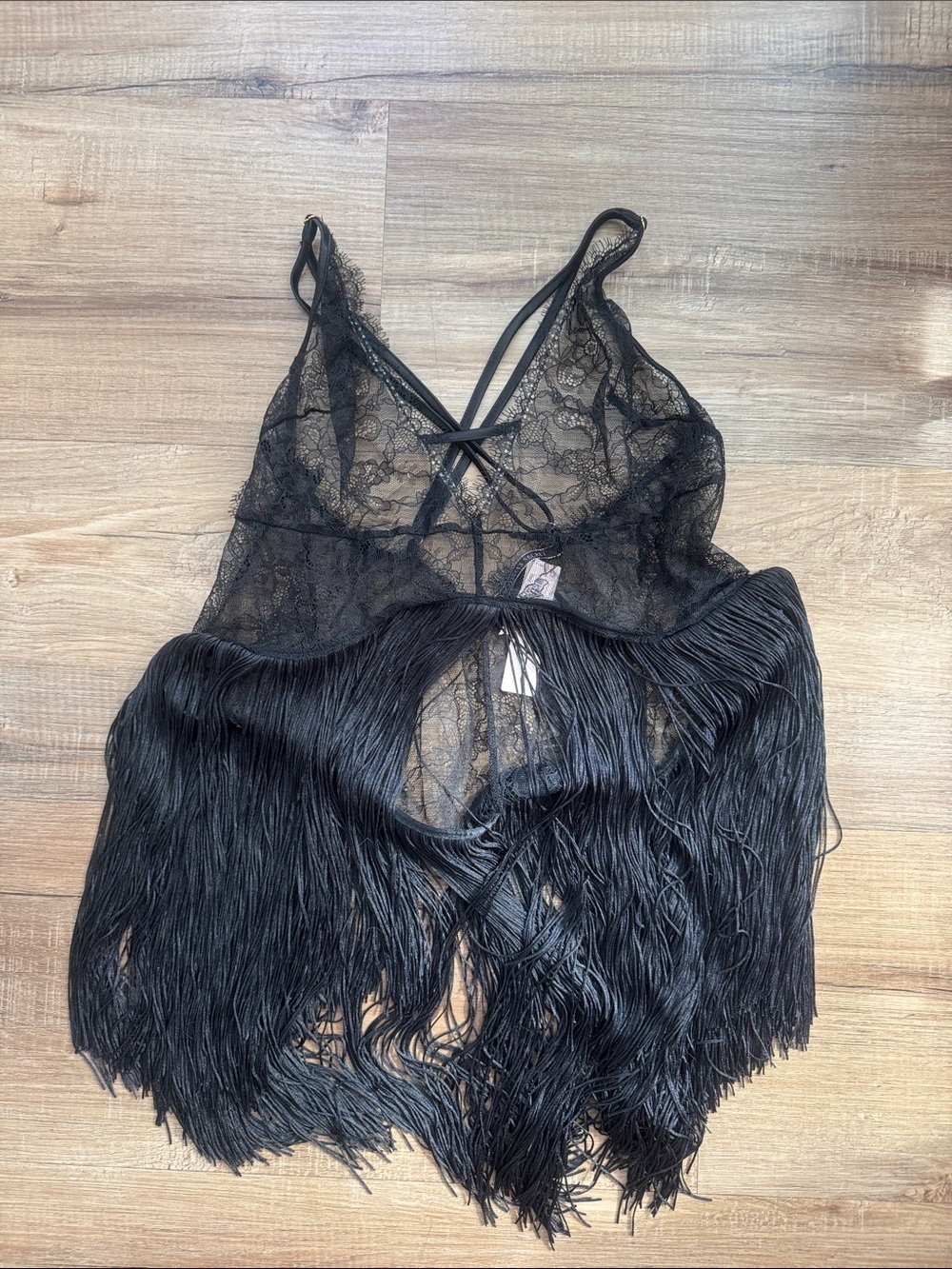 Lace & Fringe Slip Victoria Secret medium NWT black - Picture 3 of 5